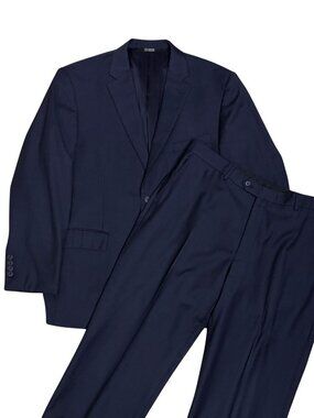 Jos A Bank Suit Blue Plaid Blazer & Dress Pants Business Designer Mens XL (44R)